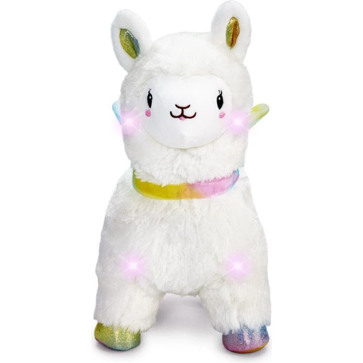 12" Glow Brights LED with Sound Alpaca Plush - Cream - Image 3