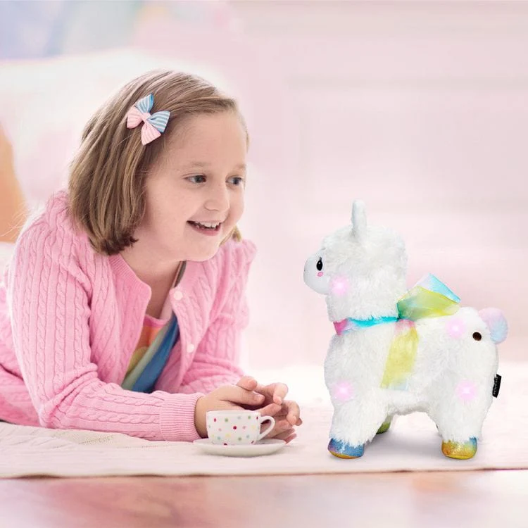 12" Glow Brights LED with Sound Alpaca Plush - Cream - Image 8