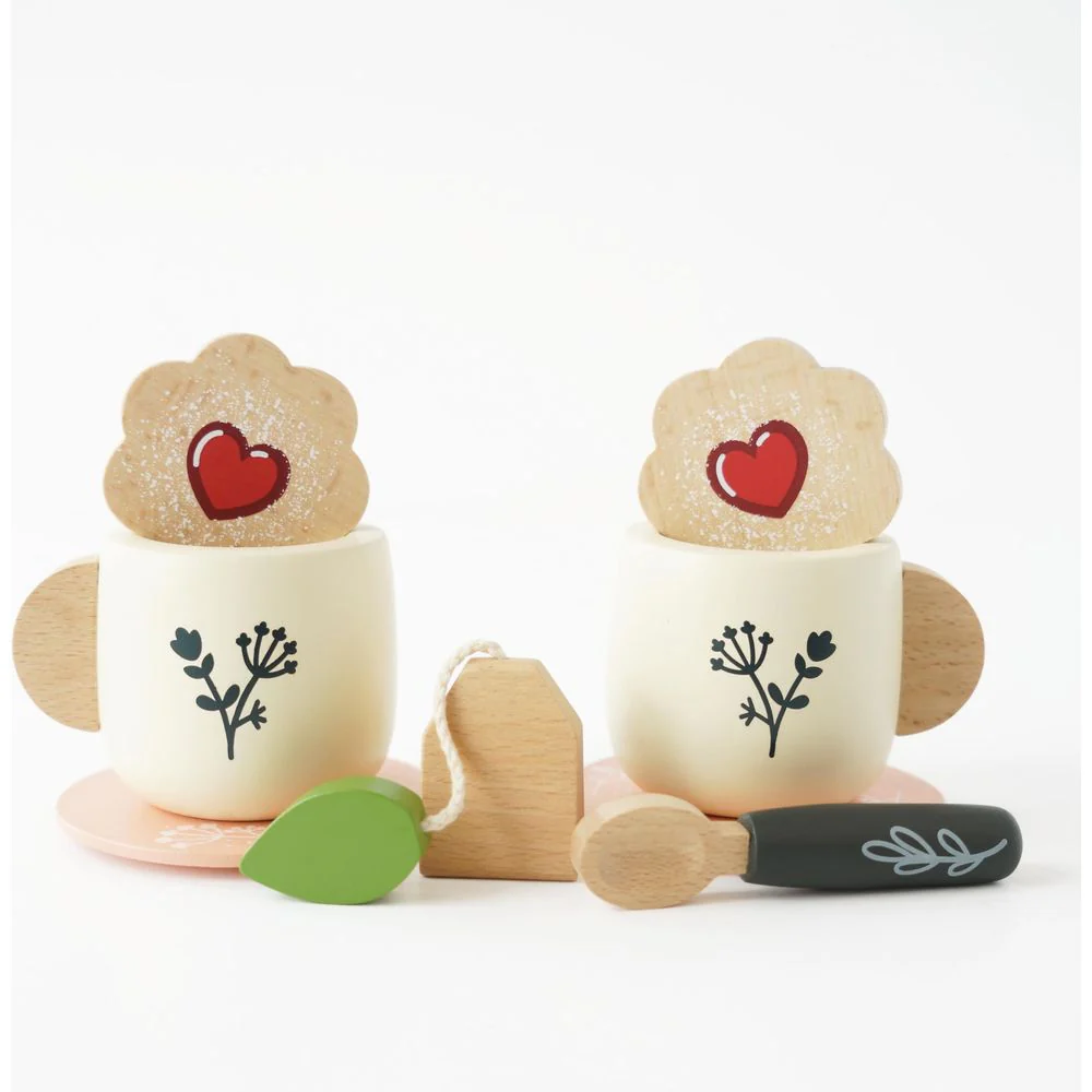 12 Piece Wooden Tea Set & Tray - Image 5