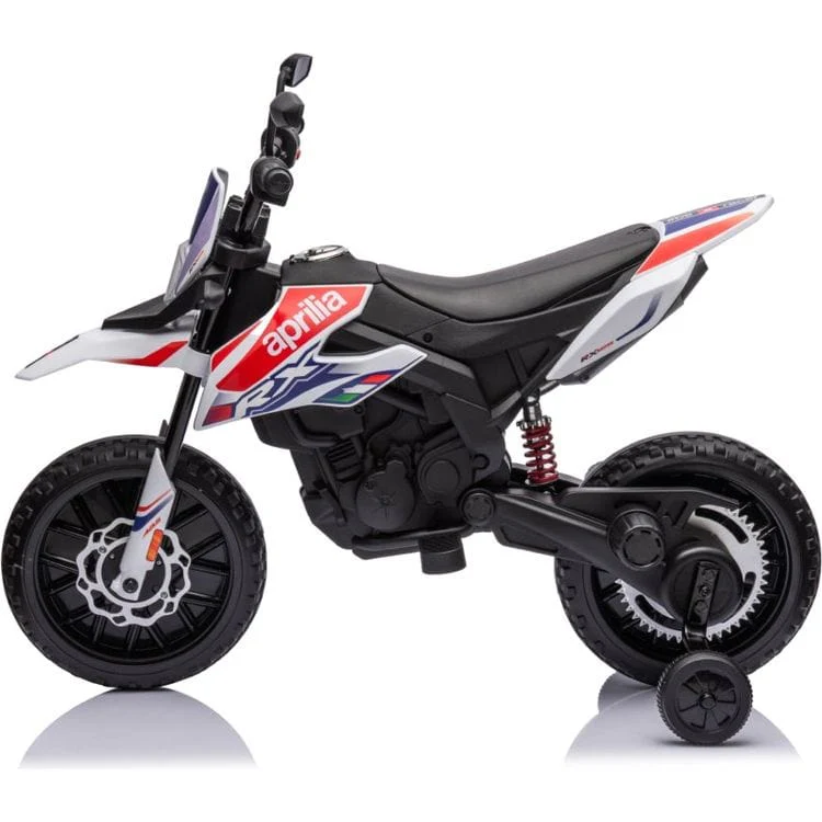 12V Aprilia Motorcycle 1 Seater Ride On for Kids - White - Image 2