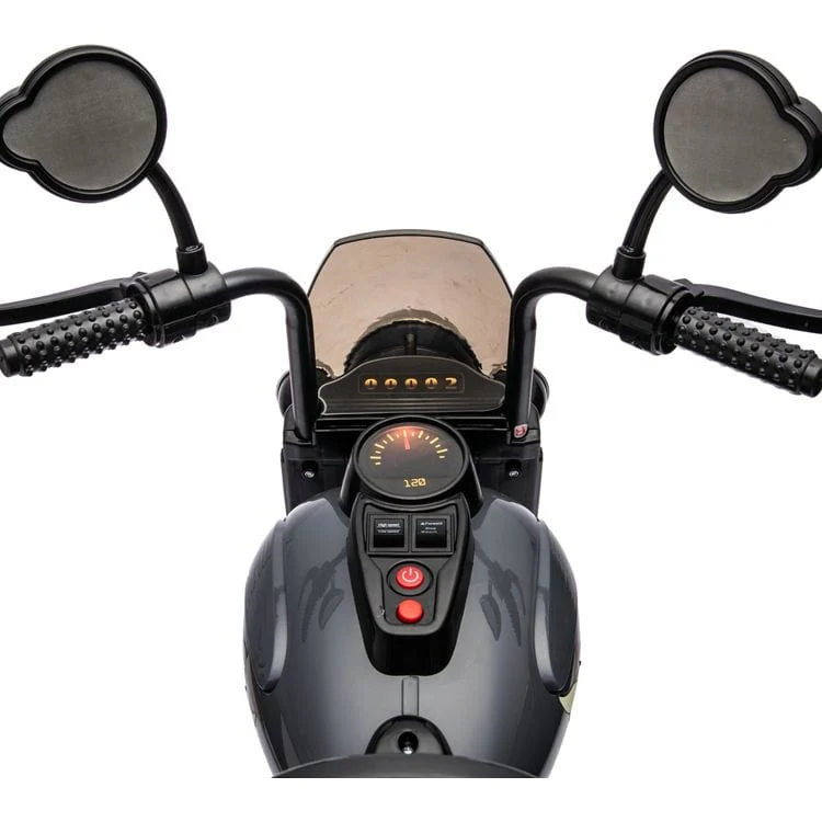 12V Kids Cruiser 1-Seater Motorcycle - Black - Image 7