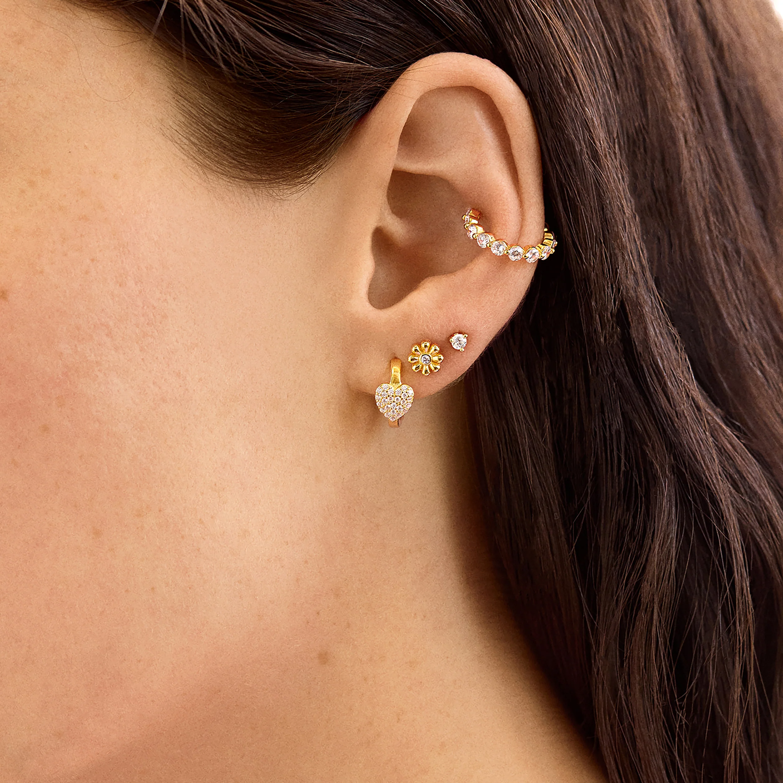18K Gold Just For Fun Flower Earrings - Image 2