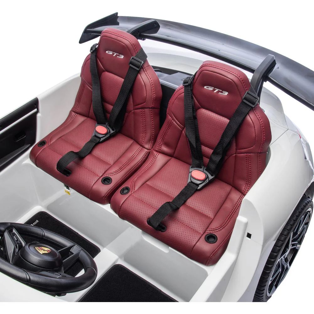 24V Porsche 911 GT3 2-Seater Kids Ride-On Car with Remote Control - White - Image 4