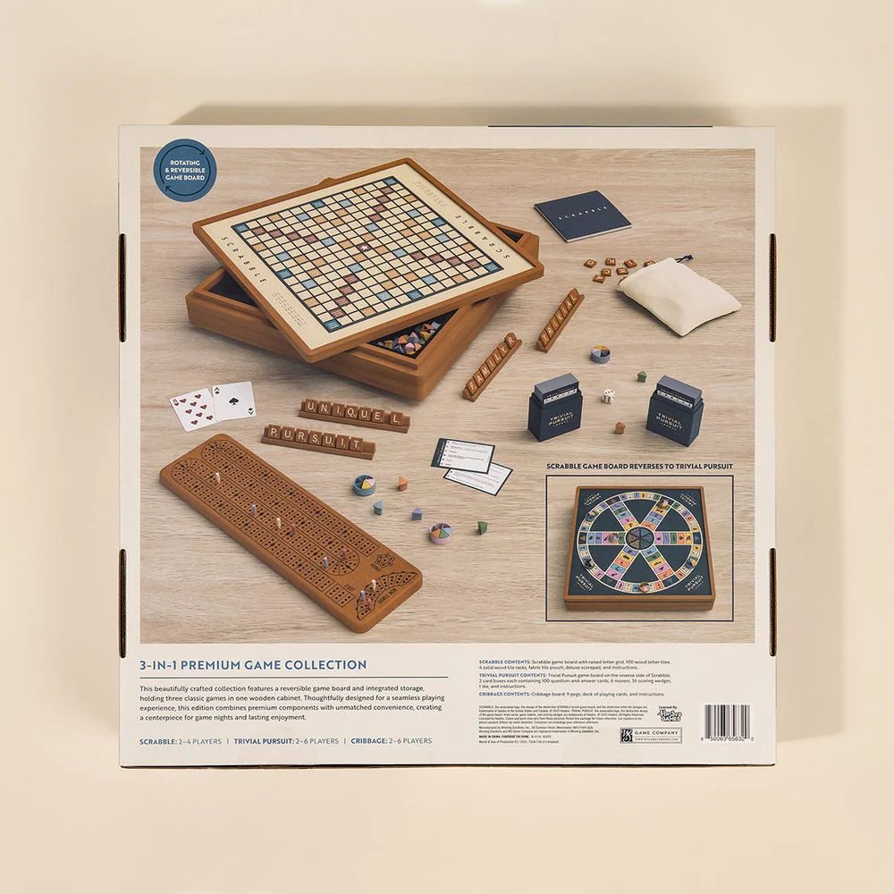 3-in-1 Premium Game Collection Scrabble Trivial Pursuit and Cribbage - Image 9