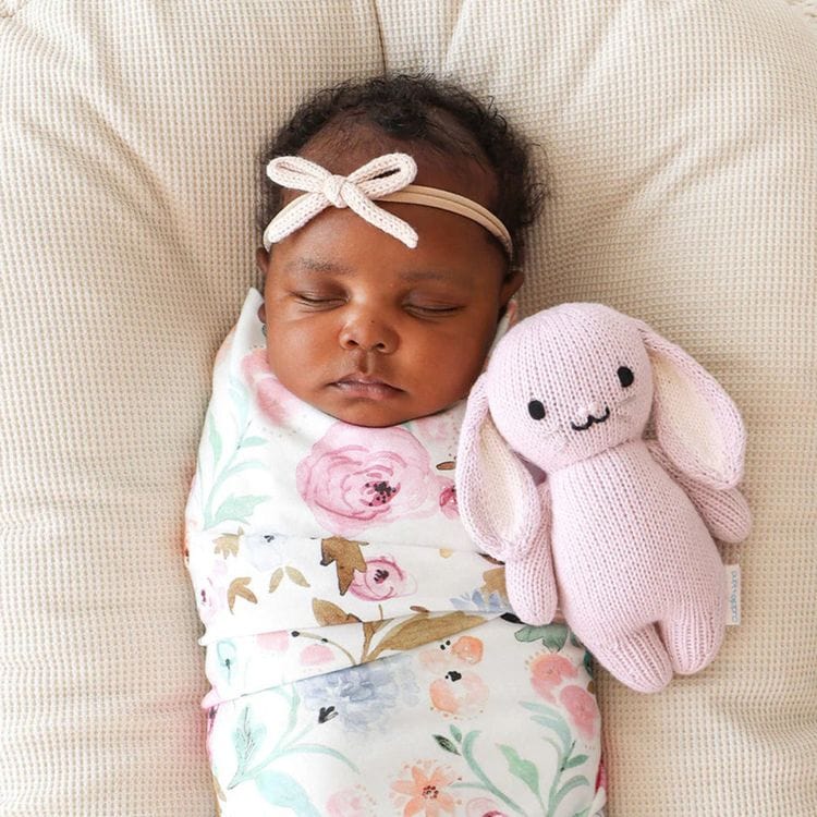 7" Baby Bunny (Lilac) Hand-Knit Doll - Image 2
