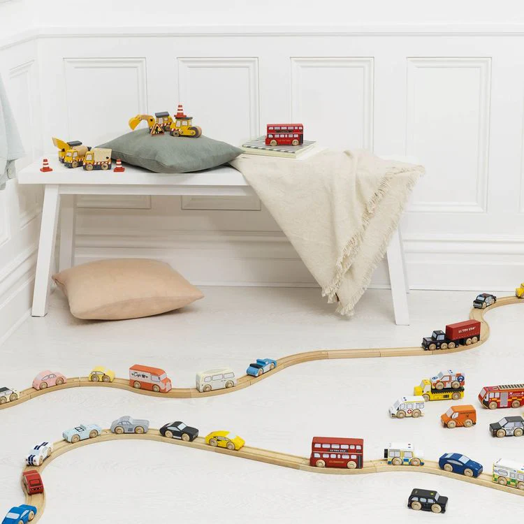 7 Piece Wood Construction Toy Cars, Trucks & Diggers Set - Image 3