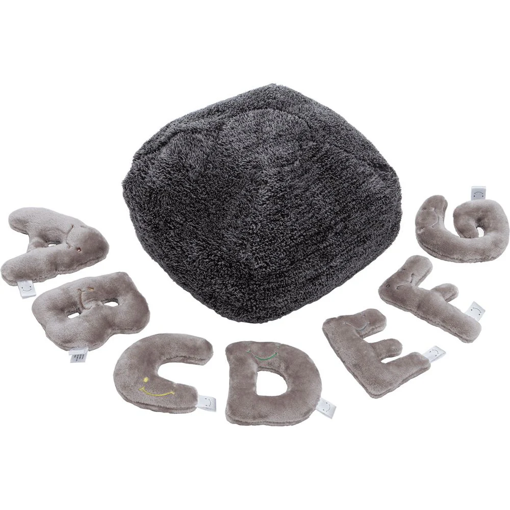 Alphabet Plush Mini Set - Rhino Grey Letters with Dark Grey Bag