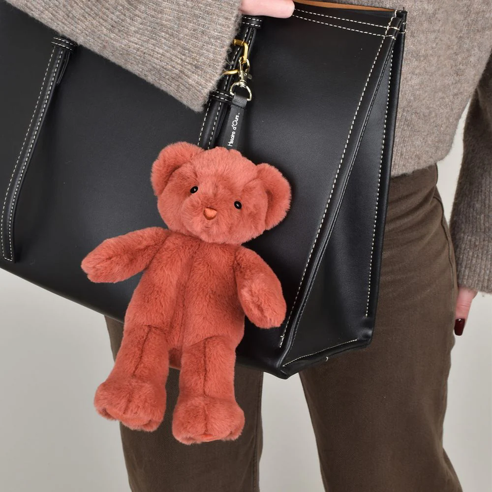 Plush Teddy Bear Bag Charm - Terracotta - Image 2