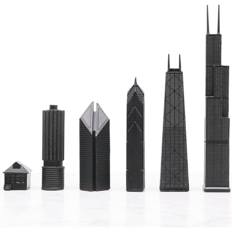 Chicago Edition Stainless Steel Chess Set with Wood Map Board - Image 3