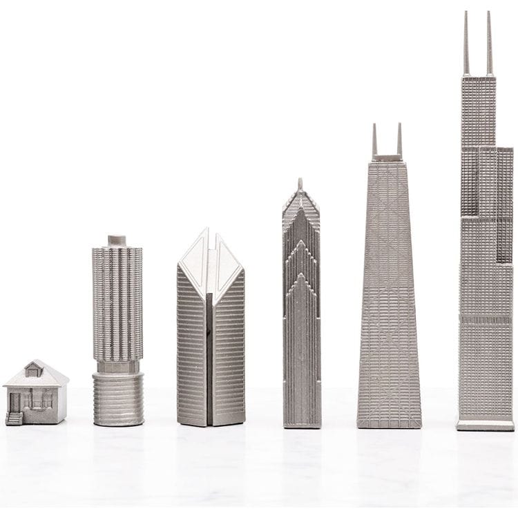 Chicago Edition Stainless Steel Chess Set with Wood Map Board - Image 4