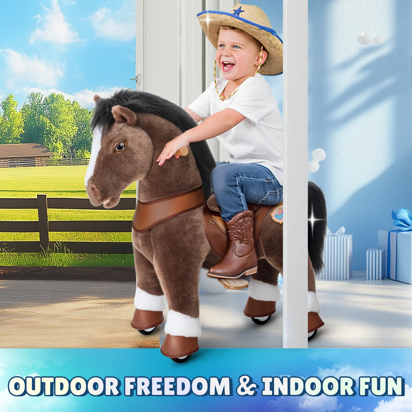 Chocolate Brown Horse Model Y Ride on Toy - 3-4 Years - Image 2