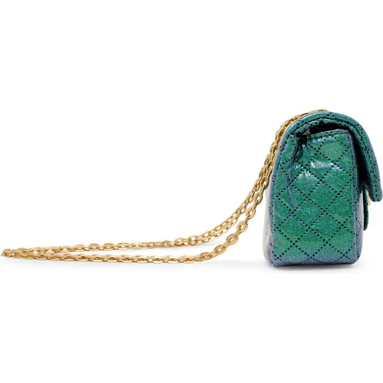 Classic Quilted Sparkle Mini Purse - Green - Image 2