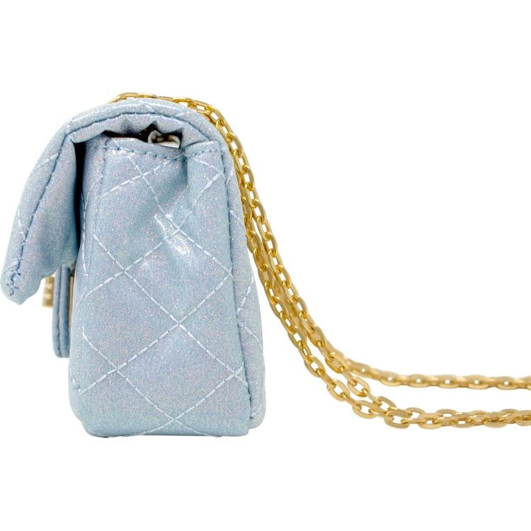 Classic Quilted Sparkle Mini Purse - Sky Blue - Image 2