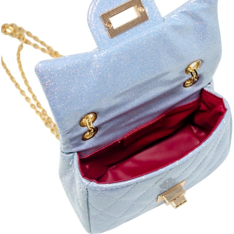 Classic Quilted Sparkle Mini Purse - Sky Blue - Image 5