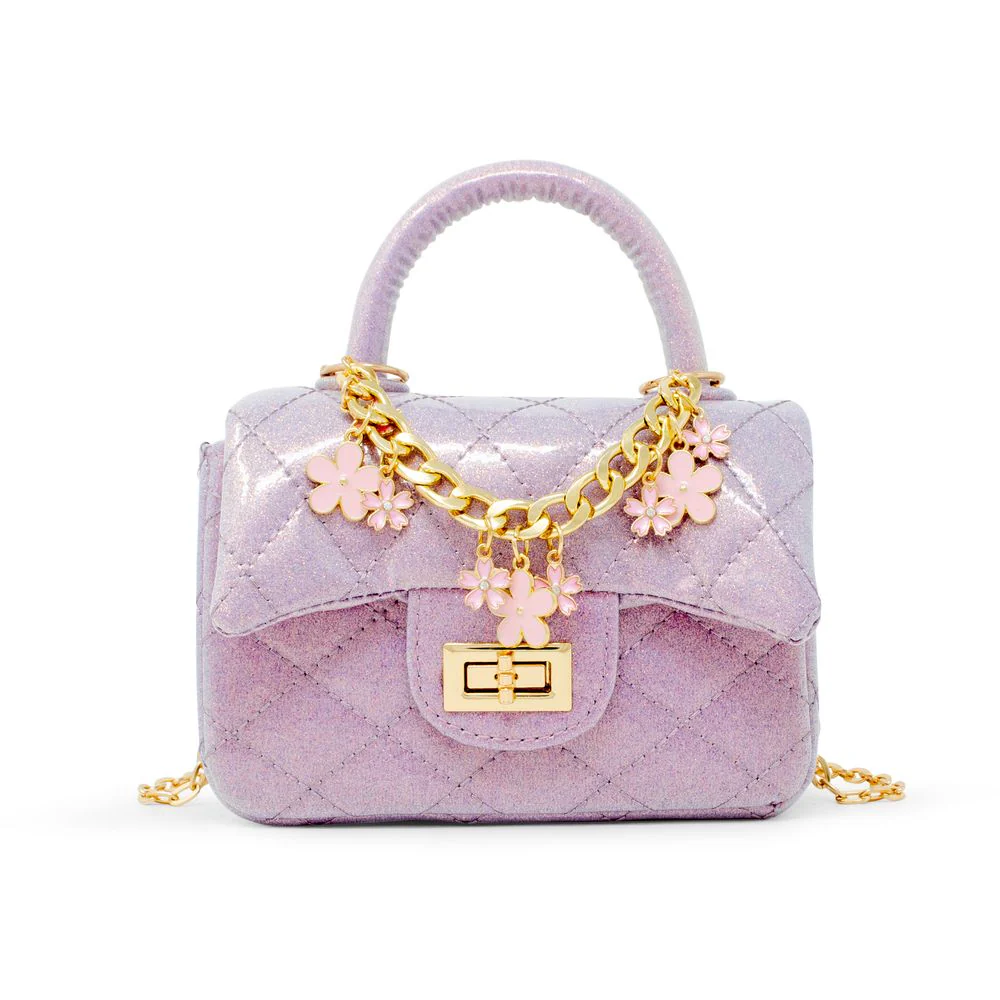Classic Sparkle Top Handle Handbag - Purple