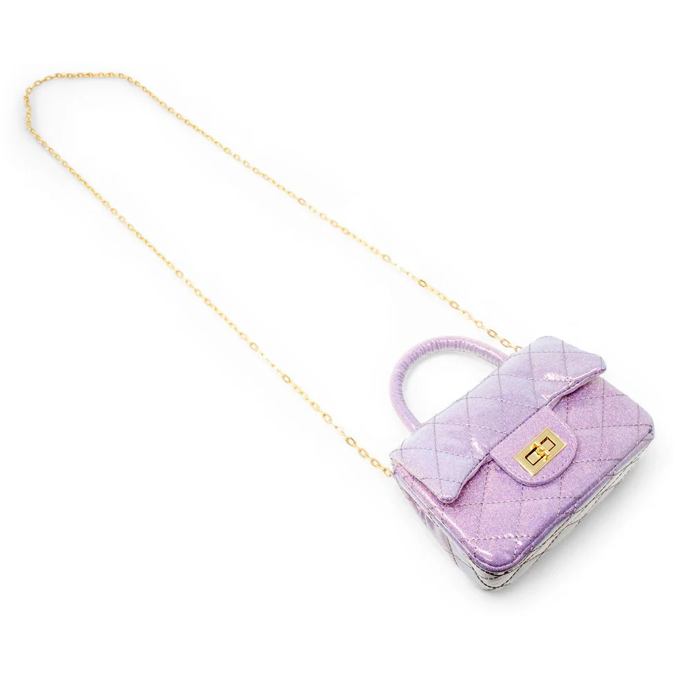 Classic Sparkle Top Handle Handbag - Purple - Image 2