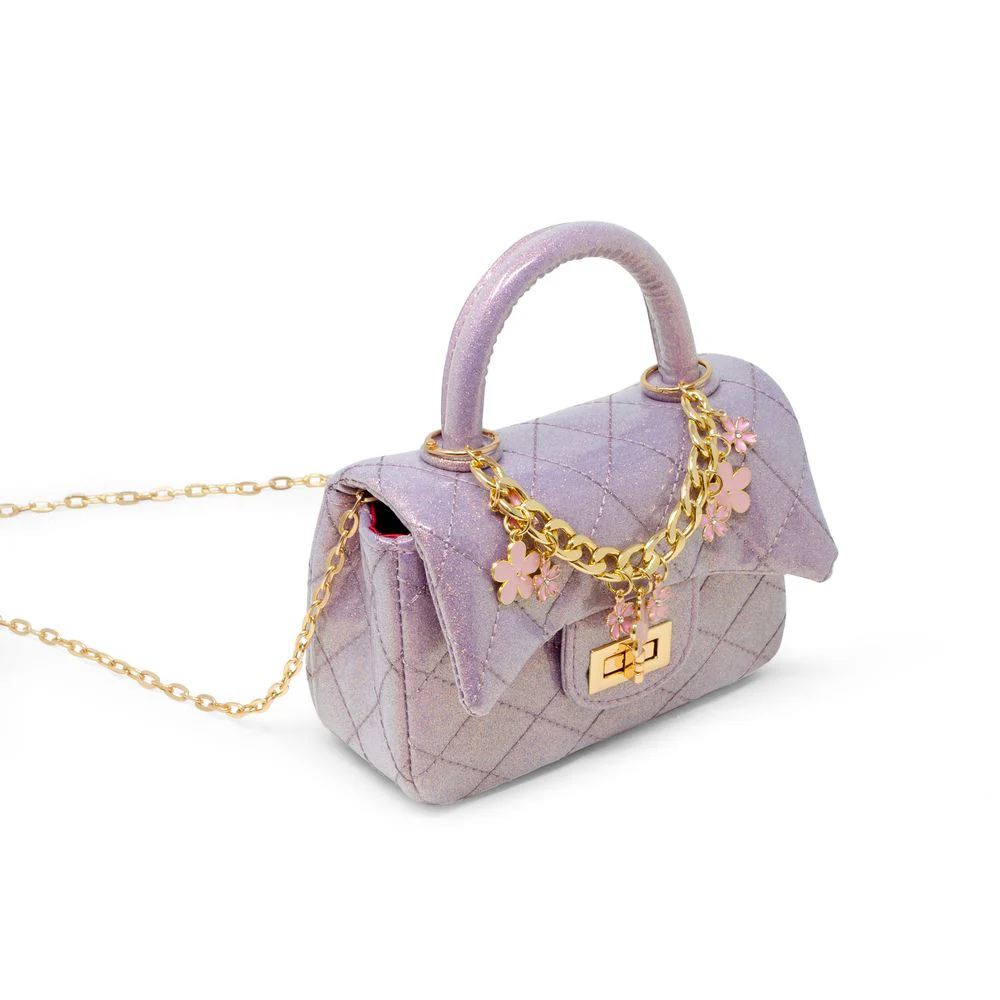 Classic Sparkle Top Handle Handbag - Purple - Image 3