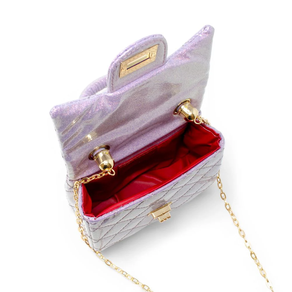 Classic Sparkle Top Handle Handbag - Purple - Image 5