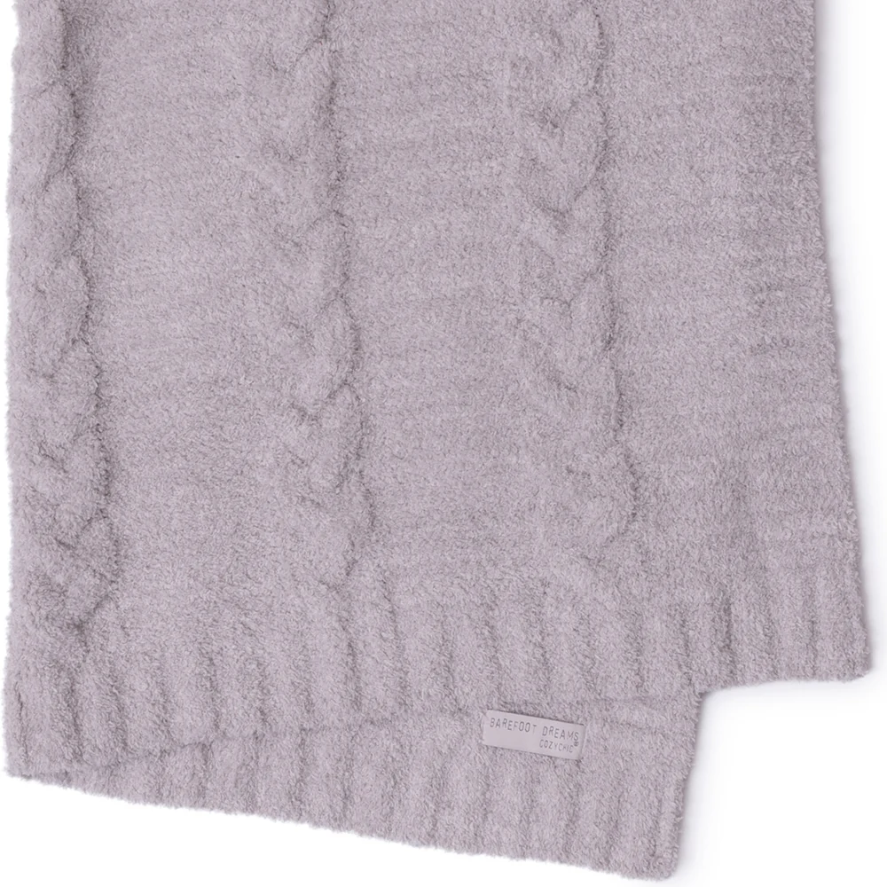 CozyChic Braided Cable Receiving Blanket - Heathered Almond-Sandstone - Image 2
