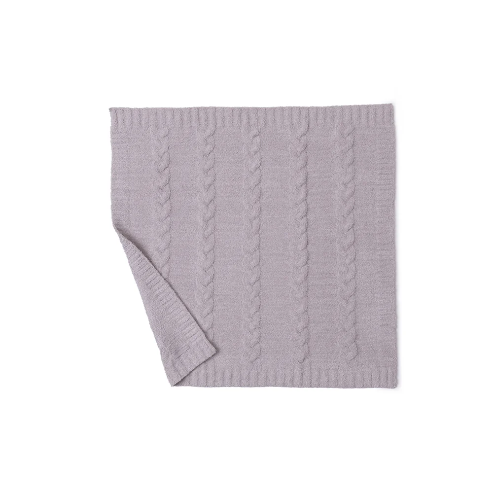 CozyChic Braided Cable Receiving Blanket - Heathered Almond-Sandstone - Image 3