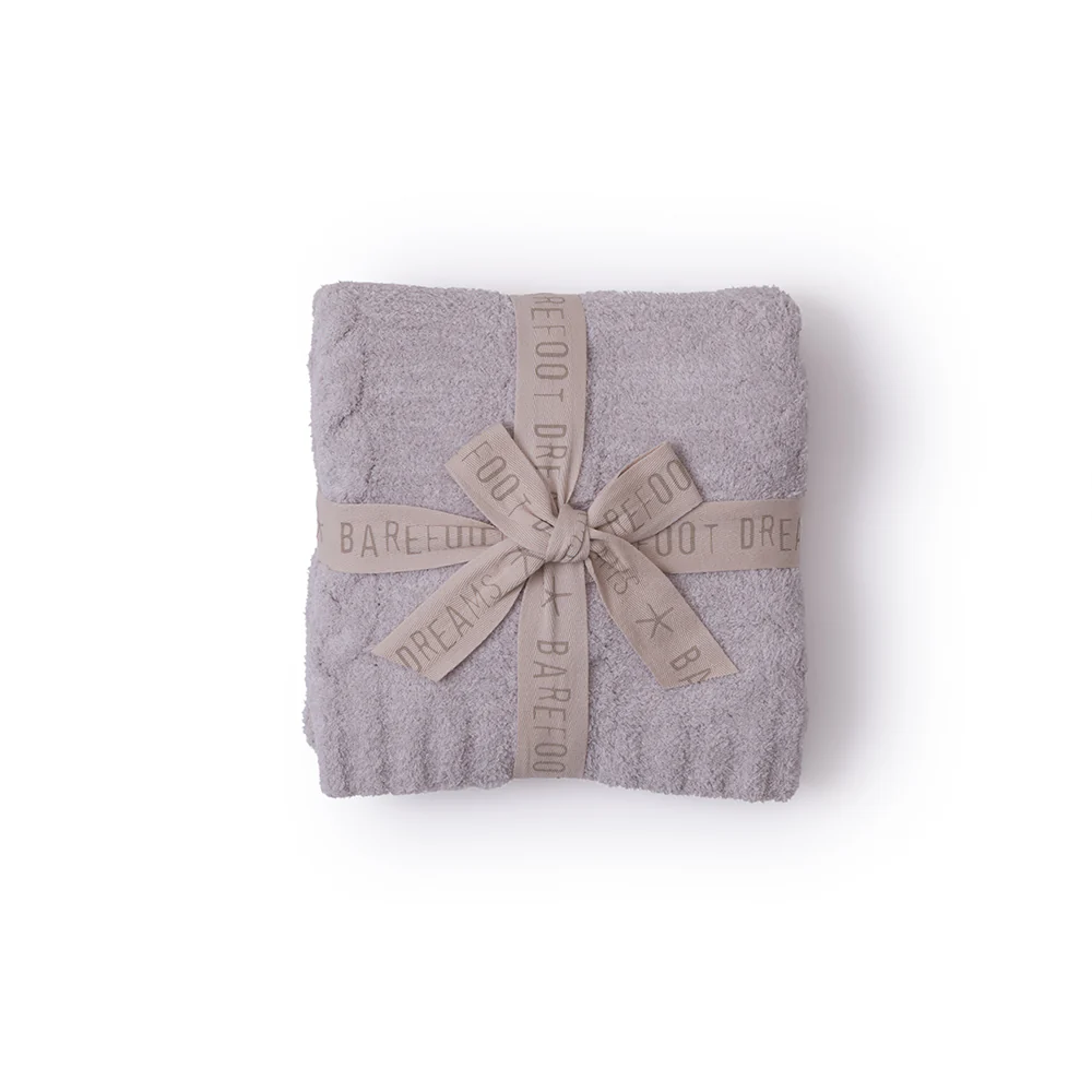 CozyChic Braided Cable Receiving Blanket - Heathered Almond-Sandstone - Image 4
