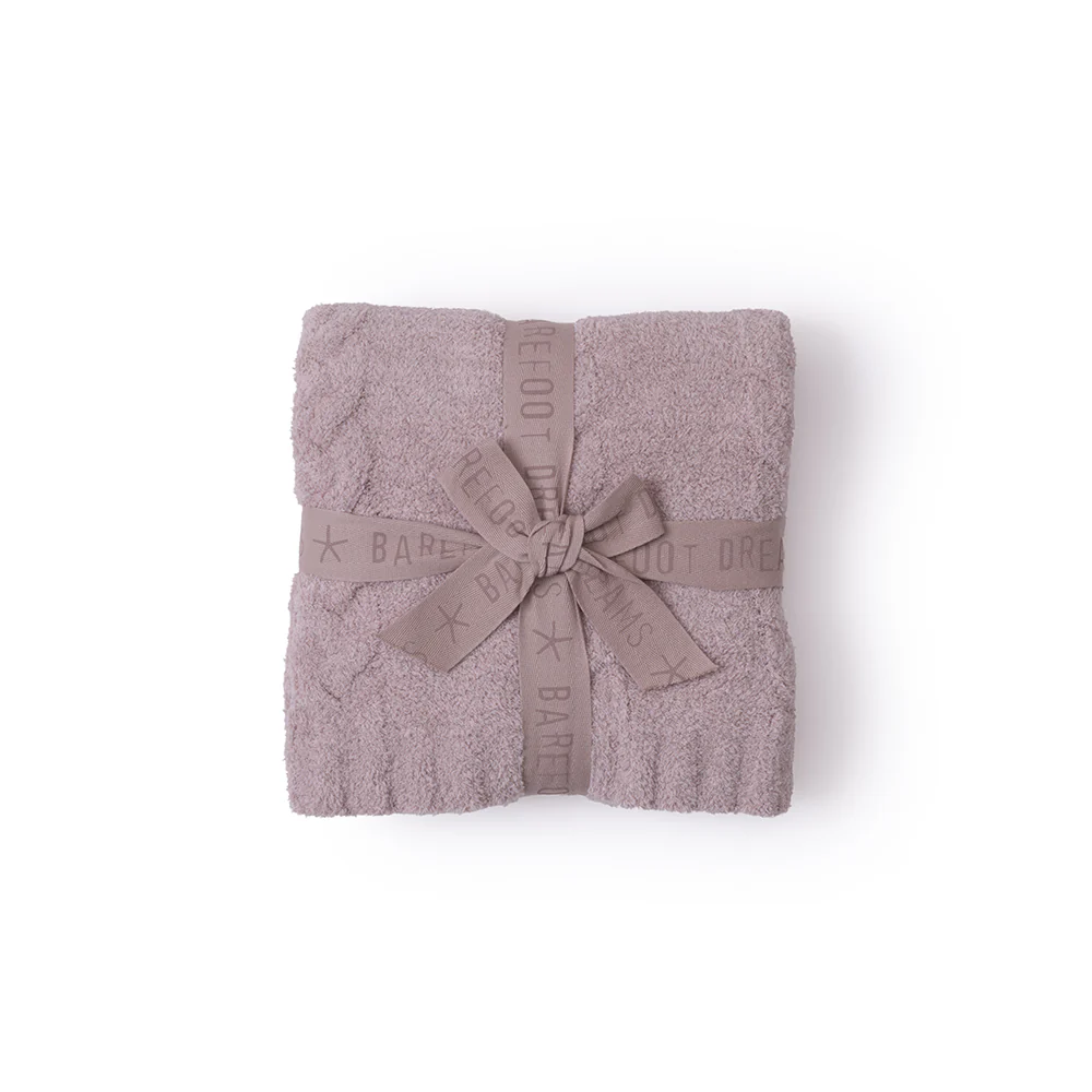 CozyChic Braided Cable Receiving Blanket - Heathered Rose-Dusty Mauve - Image 4