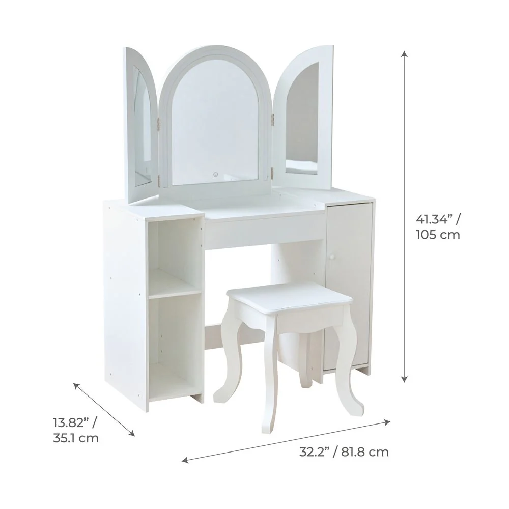 Deluxe Glow Wooden Vanity Desk with LED Lights & Cork Panels - Image 7