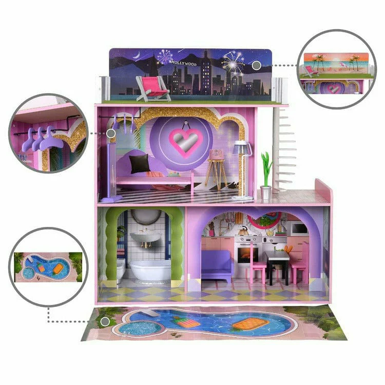 Kids Dreamland Sunset 3-Level Dollhouse Set for 12" Dolls - Image 10