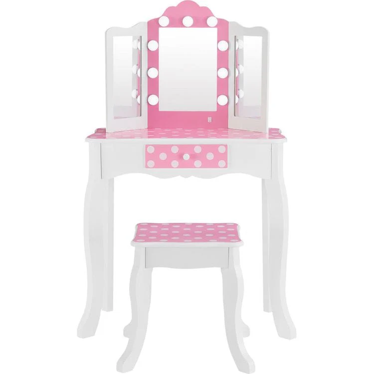 Fantasy Fields Gisele Polka Dot Kids Vanity Table & Stool with LED - Image 2