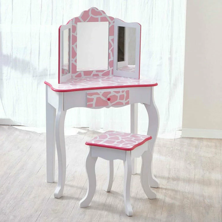 Fashion Giraffe Prints Gisele Play Vanity Set - Pink / White - Image 2