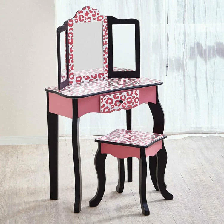 Fashion Leopard Prints Gisele Play Vanity Set - Pink / Black - Image 2