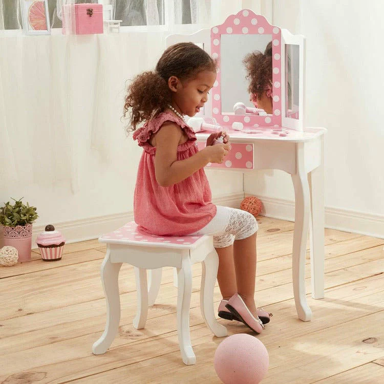 Polka Dot Gisele Play Vanity Set - Pink / White - Image 2