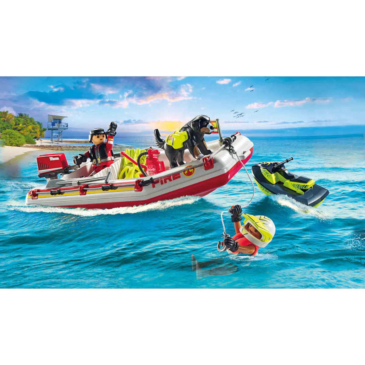 Fireboat with Water Scooter Playset - Image 2