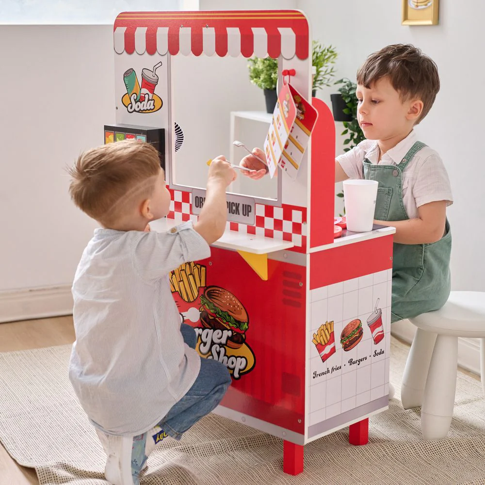 Flip & Fry Wooden Burger Shop with 29 Pcs Accessories - Image 2