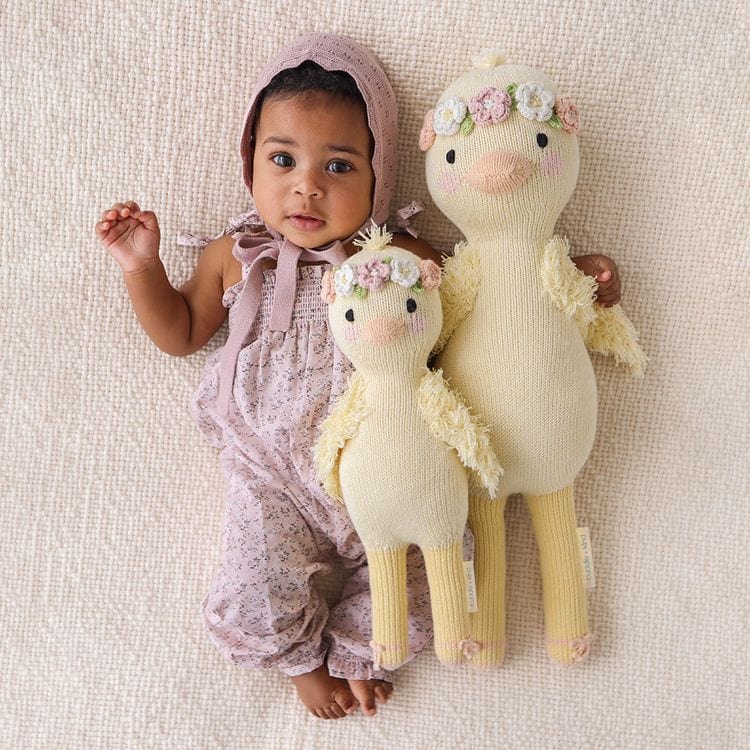 Little 13" Flora the Duckling (With Flower Crown) Hand-Knit Doll - Image 2