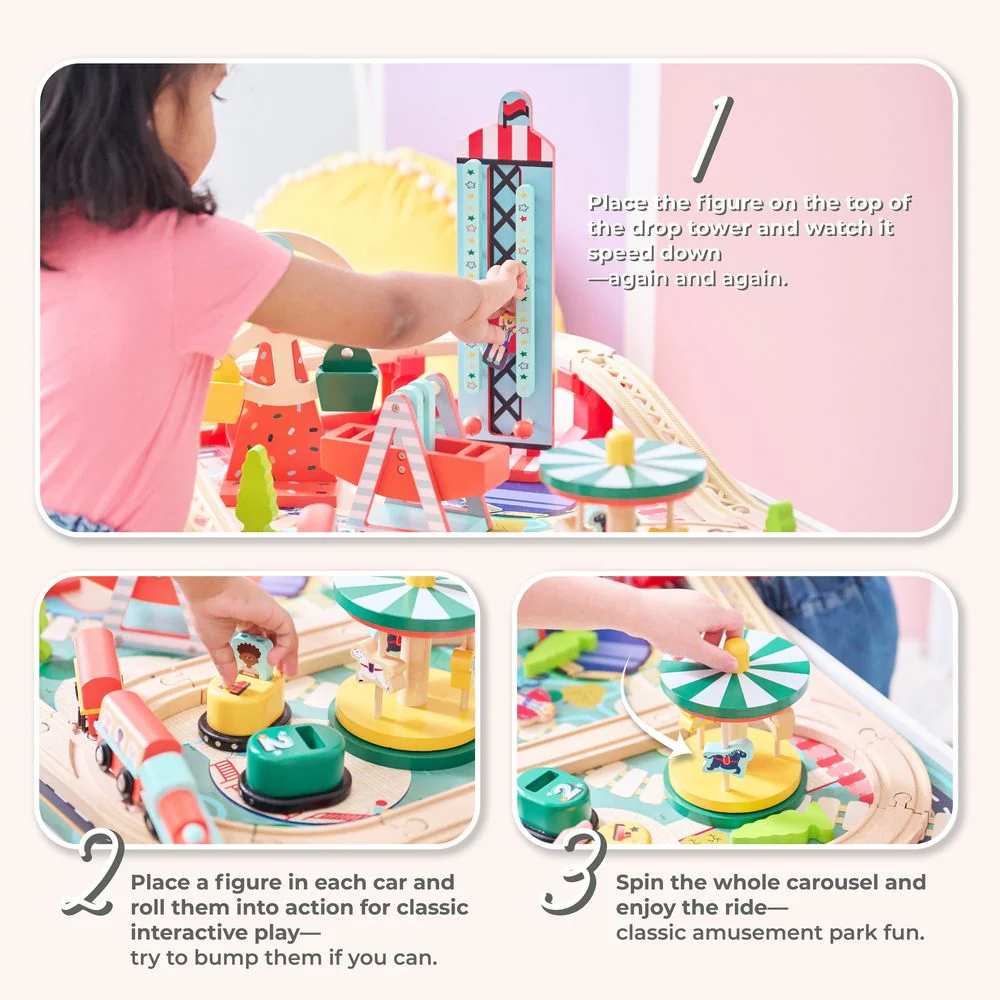 Florida Amusement Park Wooden Activity Table with 6 Mini-Games - Image 2