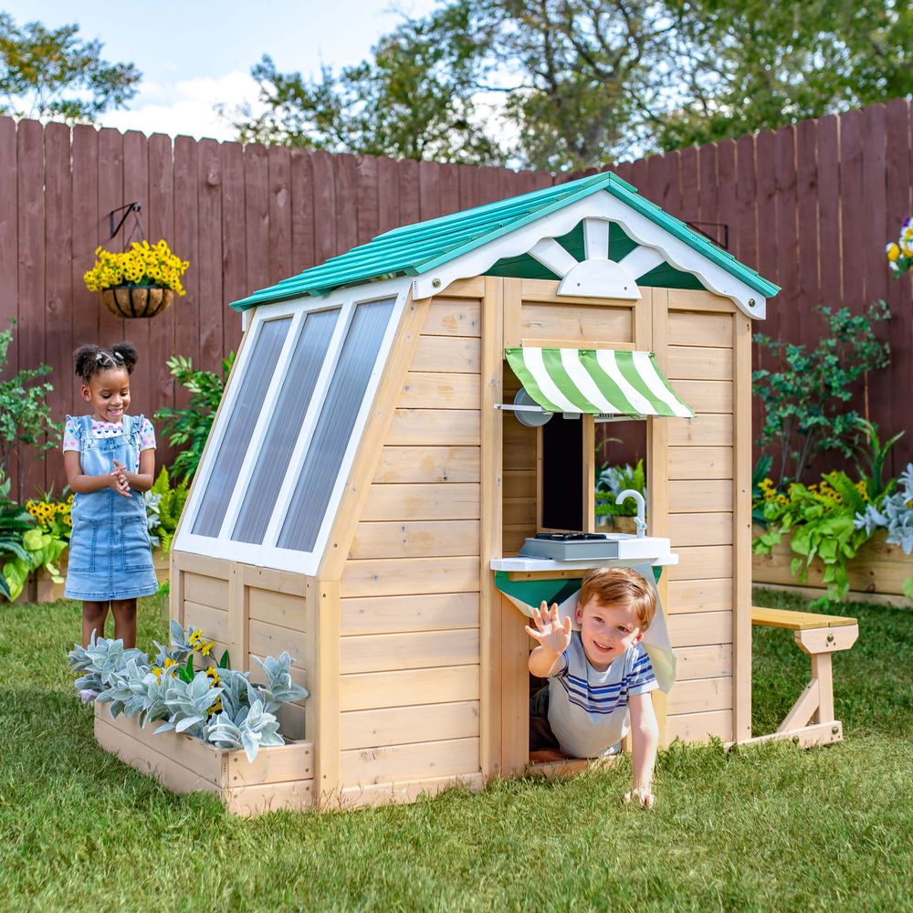 Gardenia Wooden Playhouse with Large Window & Kitchen - Image 3