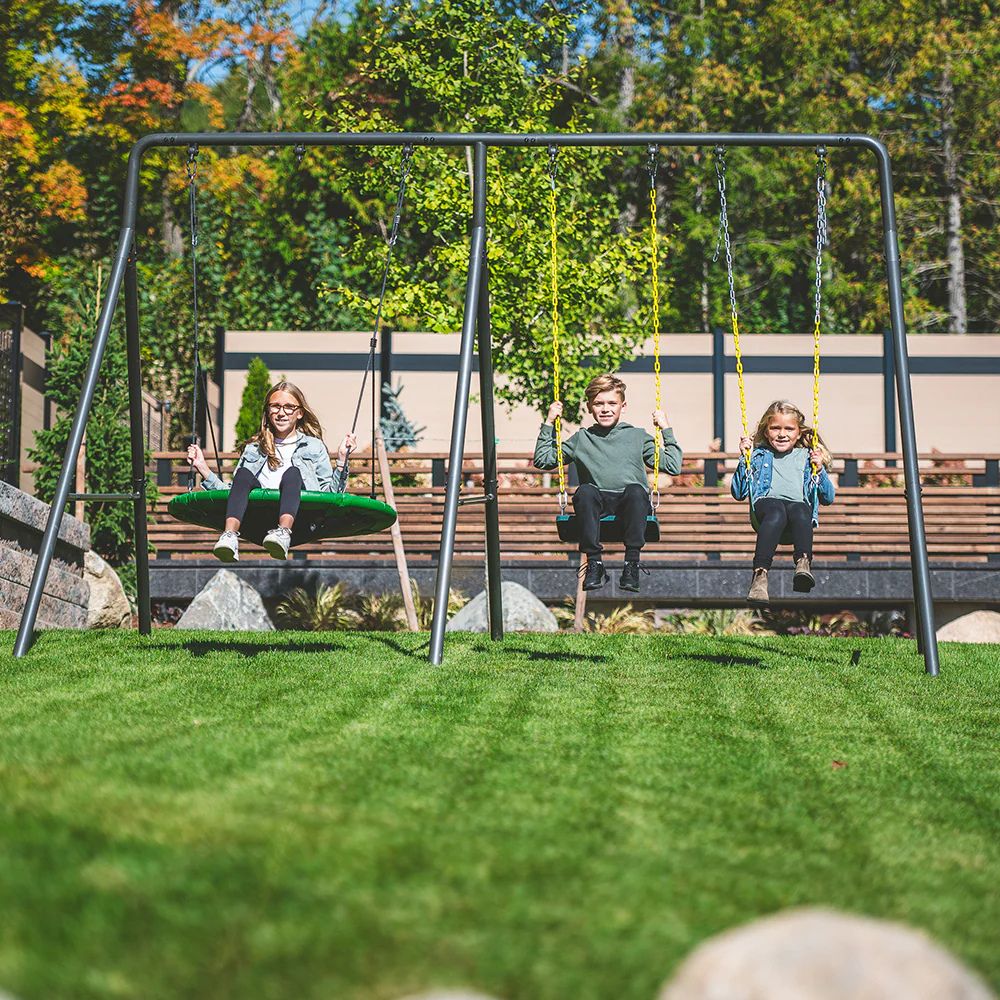 Gobaplay TitanPro Swing Set with Green Saucer Tent Swing - Image 2