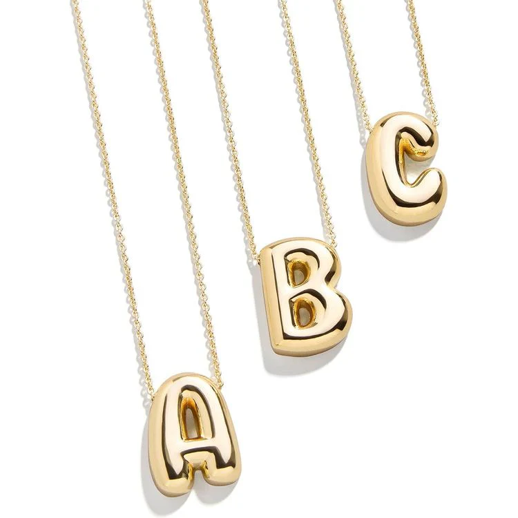 Gold Bubble Initial Necklace - A - Image 2