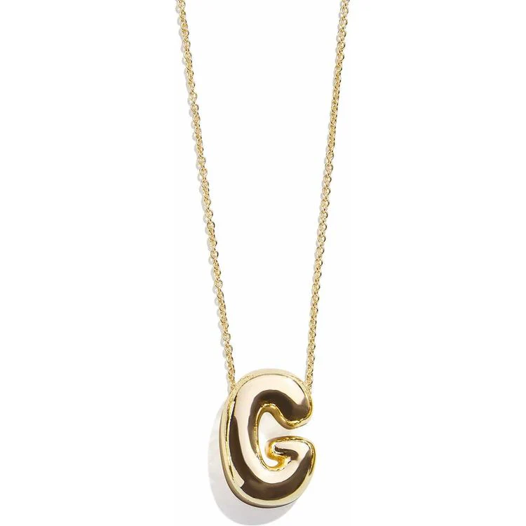 Gold Bubble Initial Necklace - G