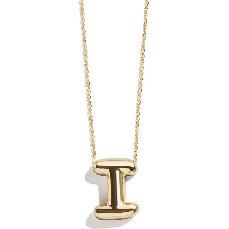 Gold Bubble Initial Necklace - I