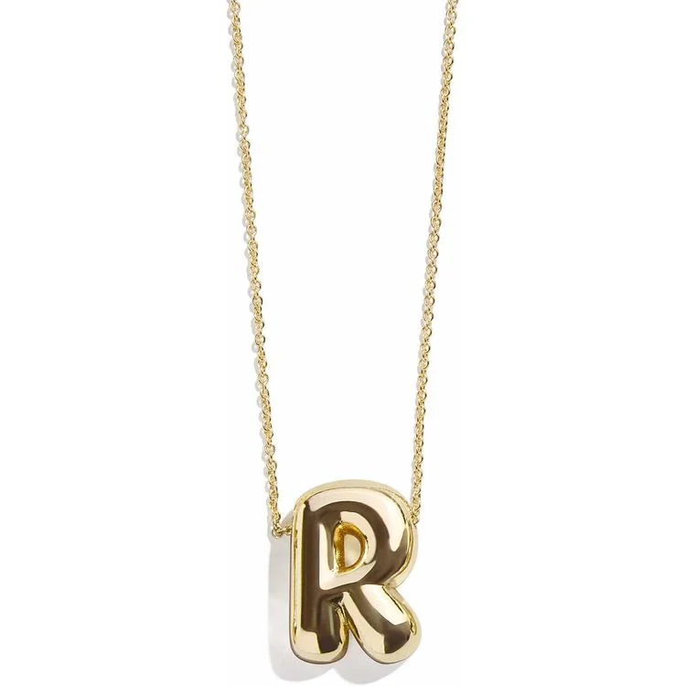 Gold Bubble Initial Necklace - R