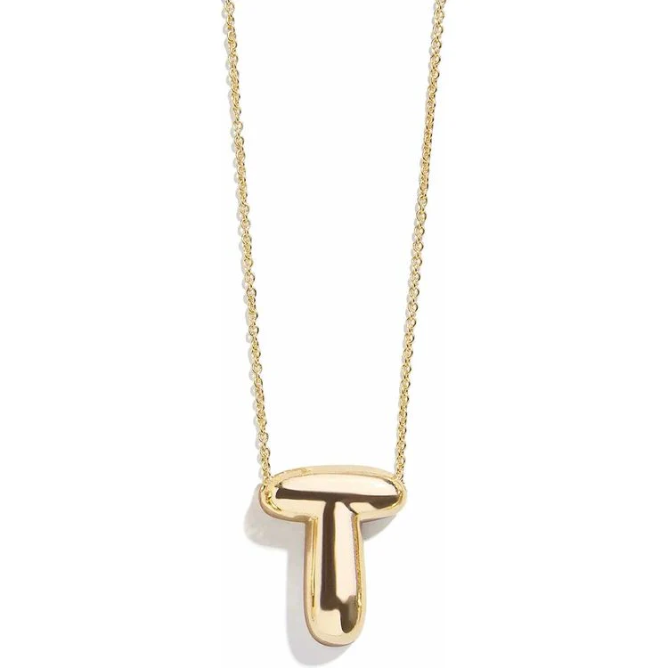 Gold Bubble Initial Necklace - T
