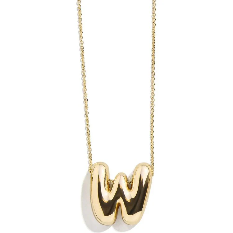 Gold Bubble Initial Necklace - W
