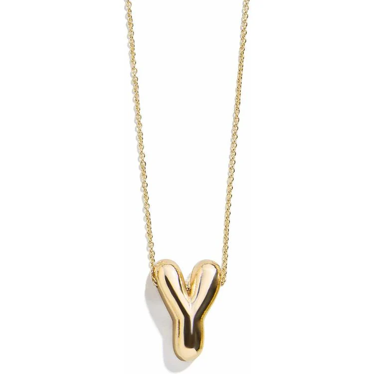 Gold Bubble Initial Necklace - Y