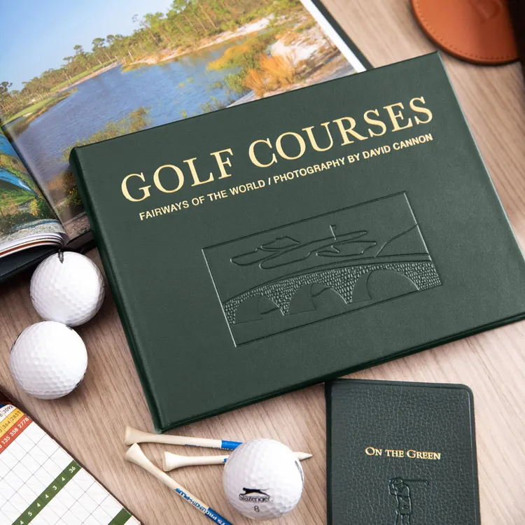 "Golf Courses: Fairways of the World" Book in Green Bonded Leather - Image 2