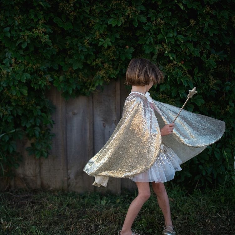 Gracious Gold Sequins Cape, Size 5-6 - Image 2