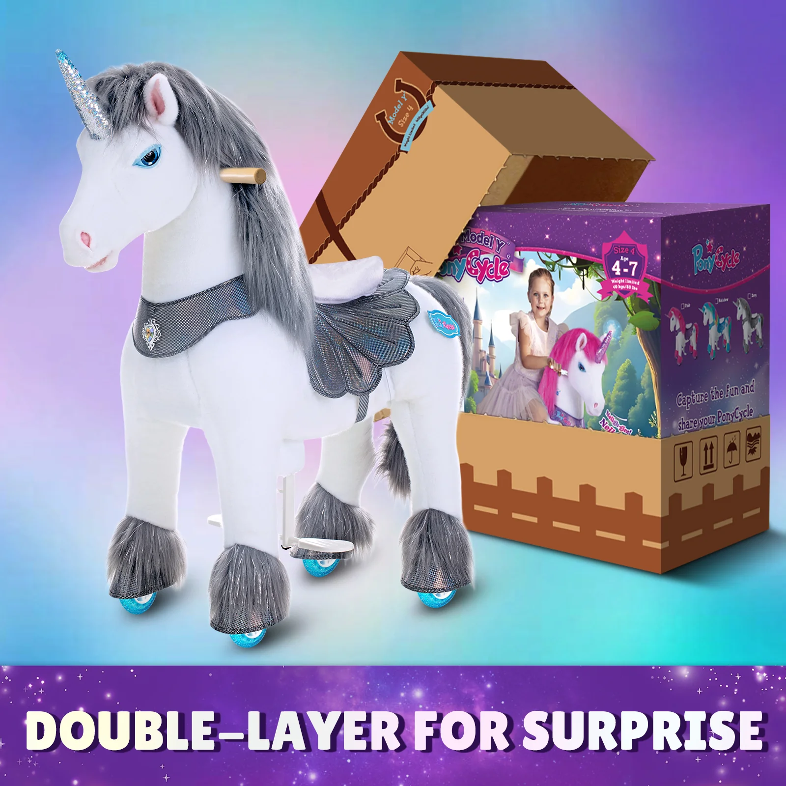 Grey Unicorn Model Y Ride on Toy - 4-7 Years - Image 8