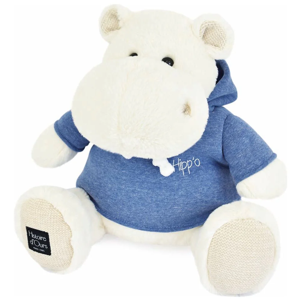 Hippo Plush with Blue Sweatshirt