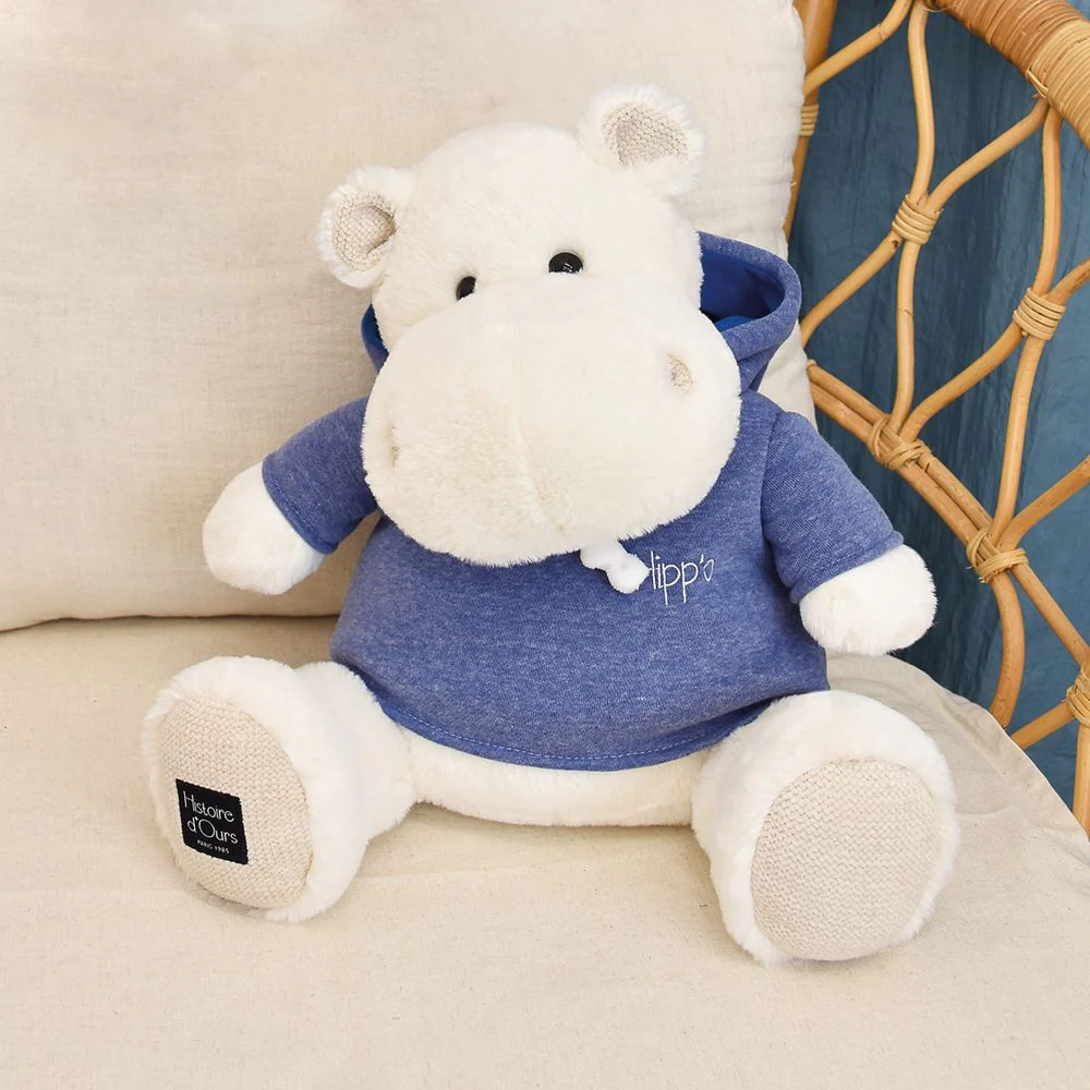 Hippo Plush with Blue Sweatshirt - Image 2
